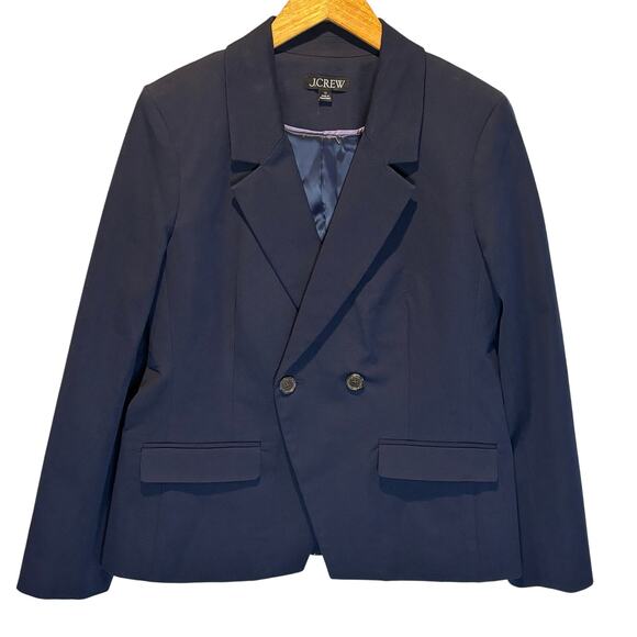 J. Crew Navy Devon Blazer in Bi-Stretch Cotton Blend - size 12 - Picture 2 of 7